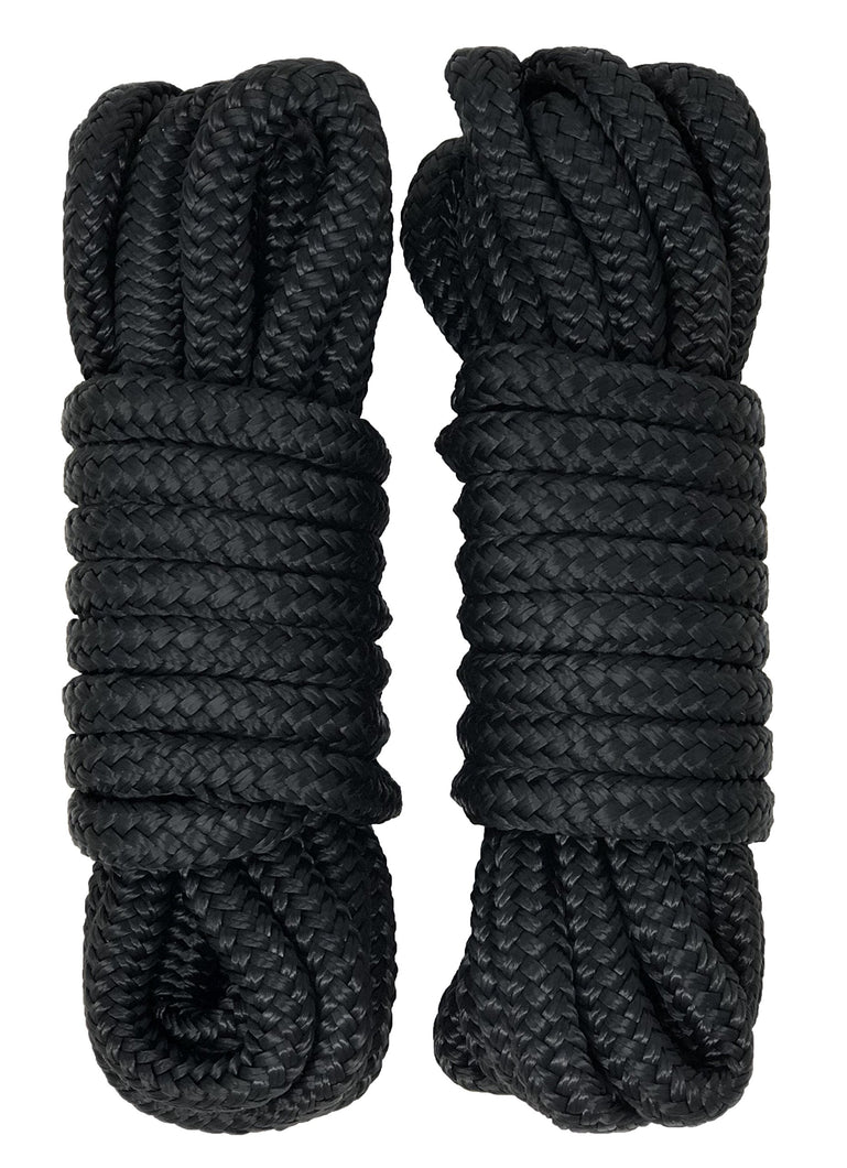 2 Pack of 15' or 25' Premium Double Braided Nylon Dock Lines with 12