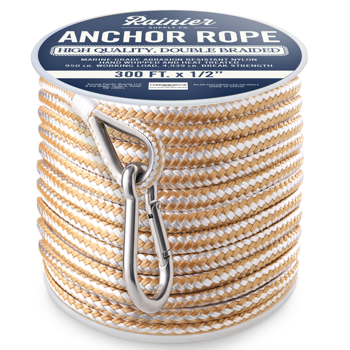 Marin Rope Marine Anchor Rope Premium Anchor Rope 100 Ft X 3/8 Inch, Solid Braid ...