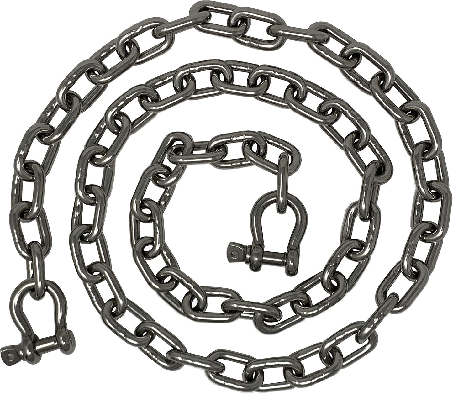 Rainier Supply Co. Anchor Chain - 5/16" x 6' Stainless Steel Boat Chain - Premium Marine Grade 316SS with Oversized Shackles