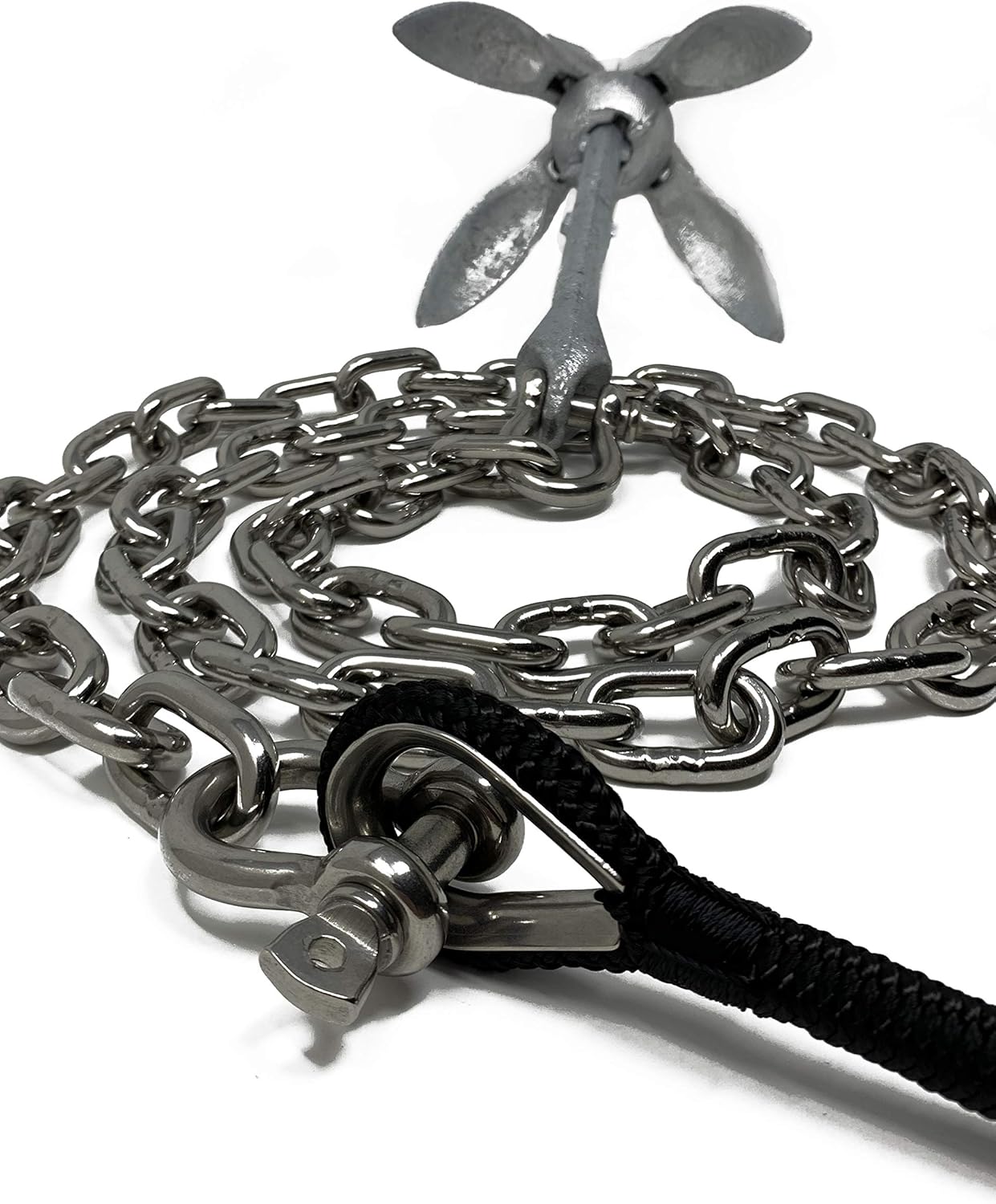Rainier Supply Co. Anchor Chain - 5/16" x 6' Stainless Steel Boat Chain - Premium Marine Grade 316SS with Oversized Shackles