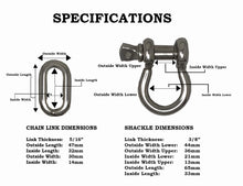 Load image into Gallery viewer, Rainier Supply Co 316SS Anchor Chain - 6&#39; x 5/16&quot; Premium Marine Grade 316SS Boat Anchor Chain with Oversized Shackles