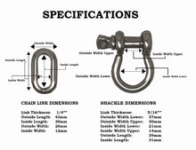 Load image into Gallery viewer, Rainier Supply Co 316SS Anchor Chain - 4&#39; x 1/4&quot; Premium Marine Grade 316SS Boat Anchor Chain with Oversized Shackles