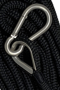 Premium Double Braided Nylon  50' Anchor Line with 316SS Thimble and Snap Hook - Available in 3/8 and 1/4" Diameter - Black