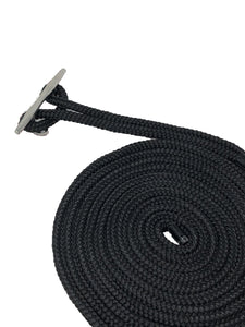 2 Pack of 15' or 25' Premium Double Braided Nylon Dock Lines with 12" Eyelet - Black